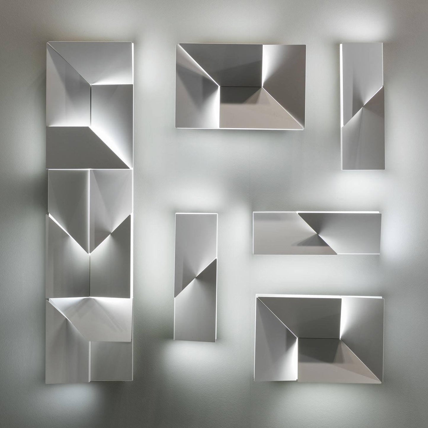 Wall Sconce Set | Rechargeable Laser-Cut Aluminum | Matte White