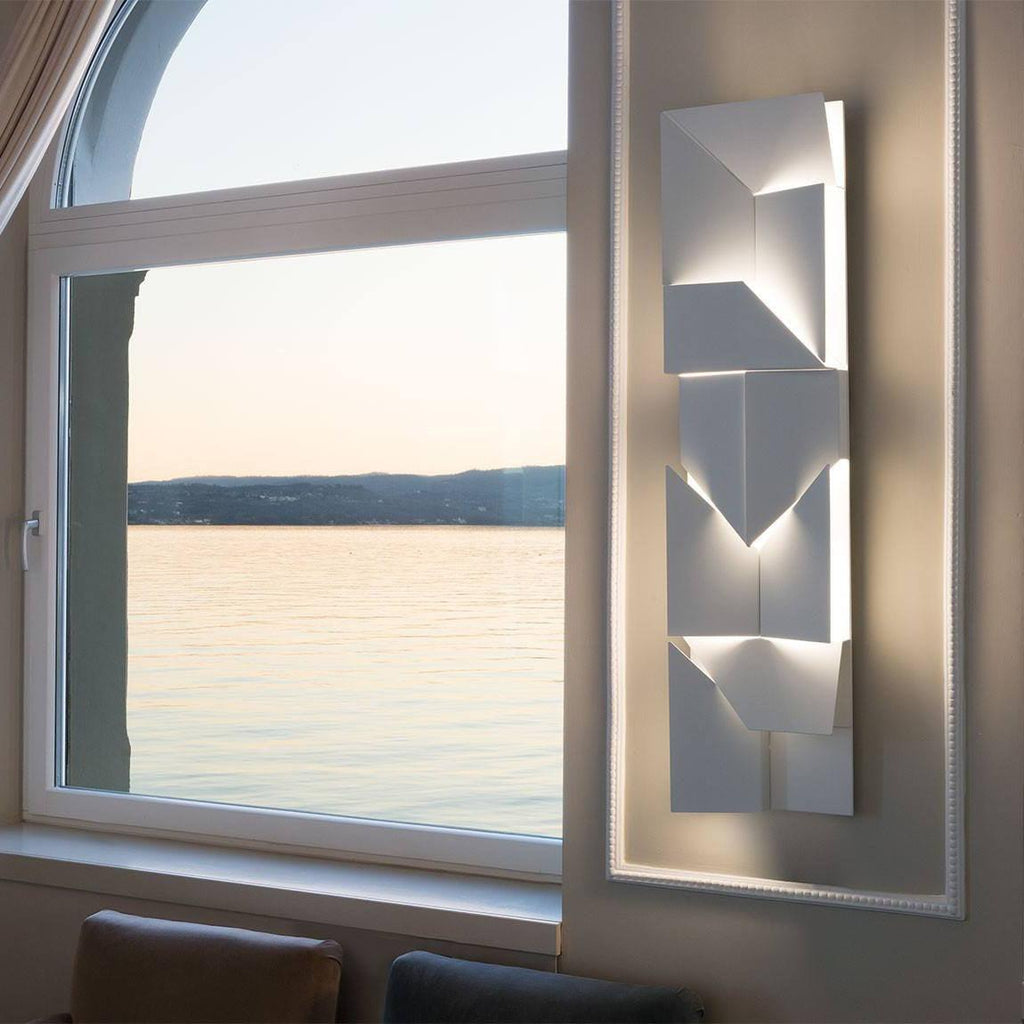 Wall Sconce Set | Rechargeable Laser-Cut Aluminum | Matte White