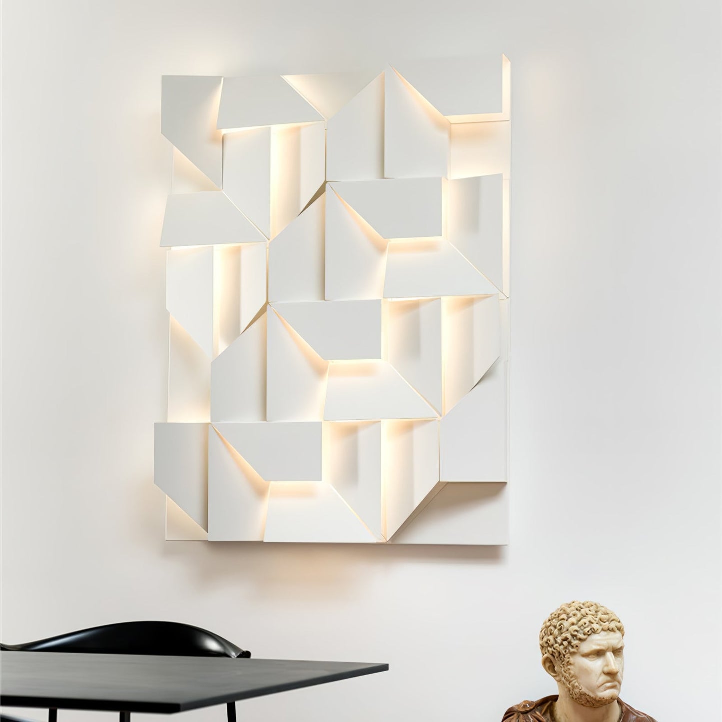 Wall Sconce Set | Rechargeable Laser-Cut Aluminum | Matte White