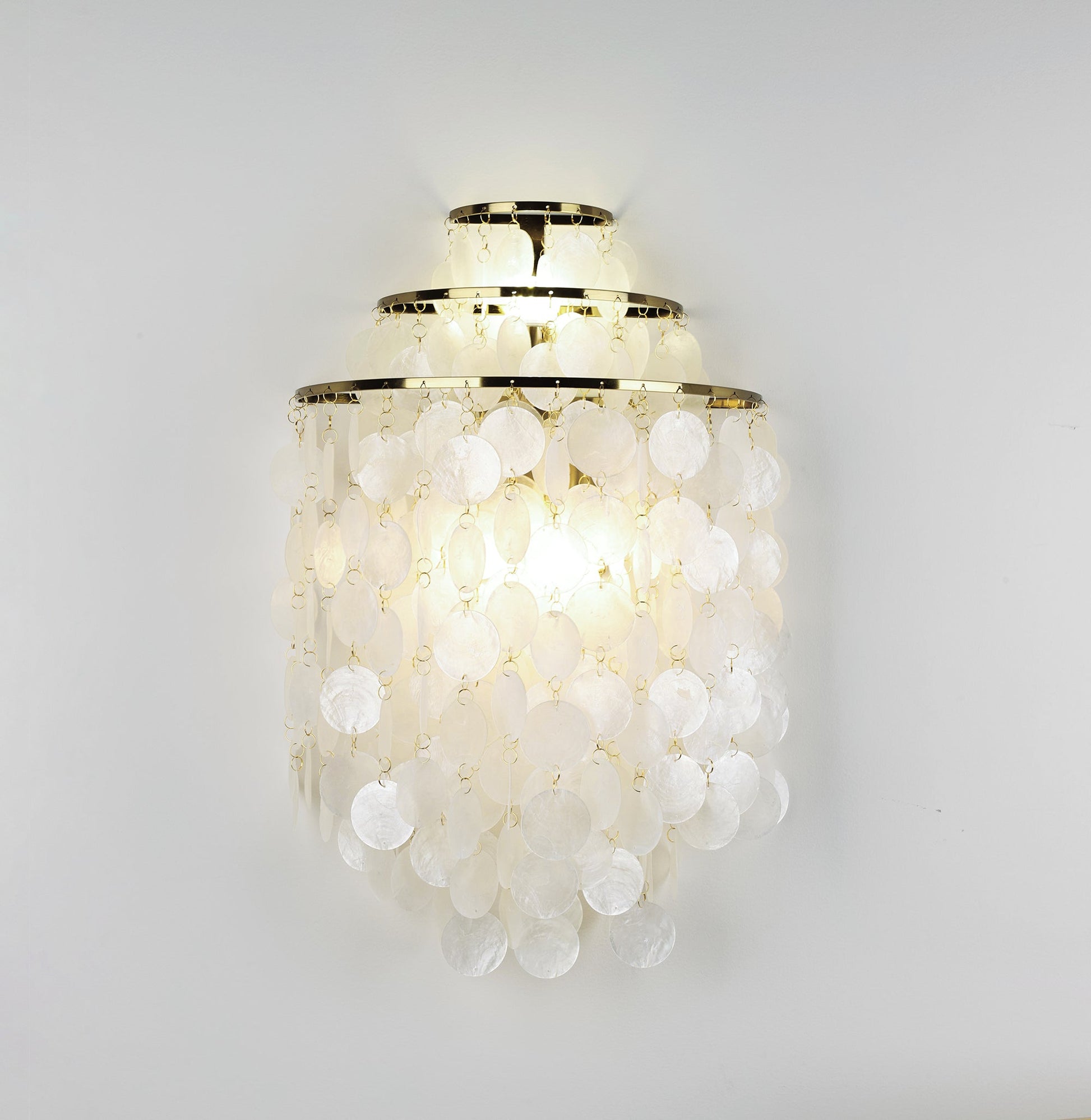 Shell Cascading Wall Light | Chrome-Plated Metal & White Shell | 40cm Diameter