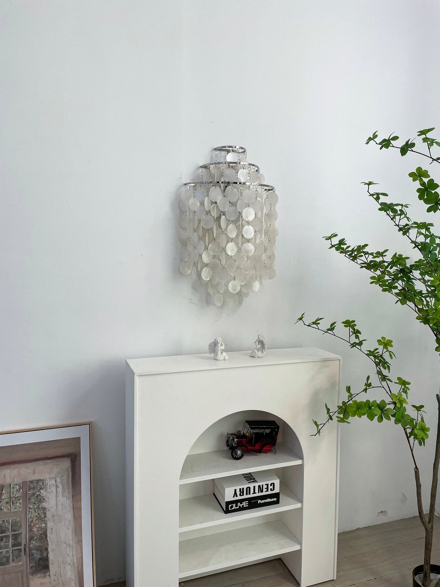 Shell Cascading Wall Light | Chrome-Plated Metal & White Shell | 40cm Diameter