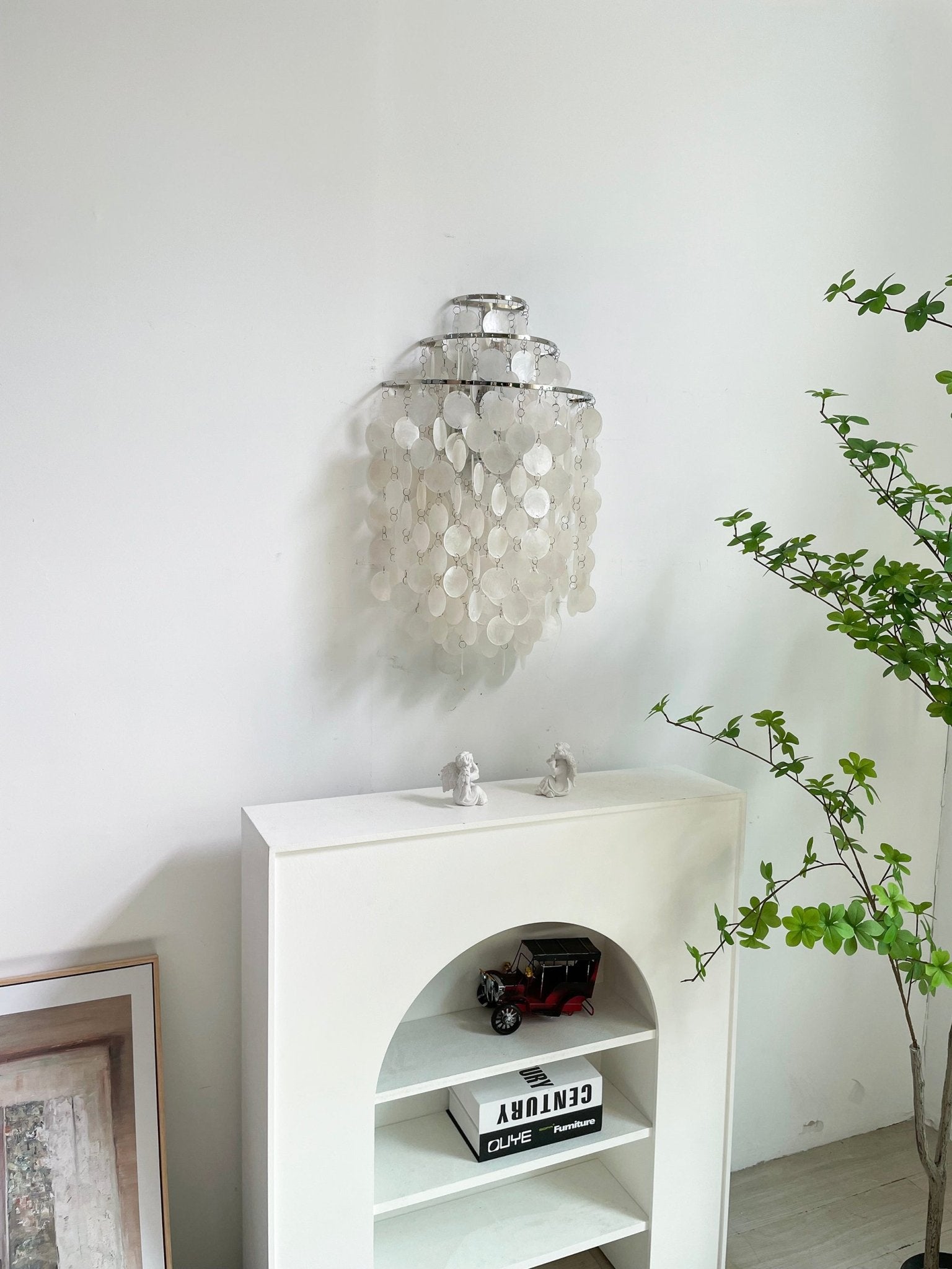 Shell Cascading Wall Light | Chrome-Plated Metal & White Shell | 40cm Diameter