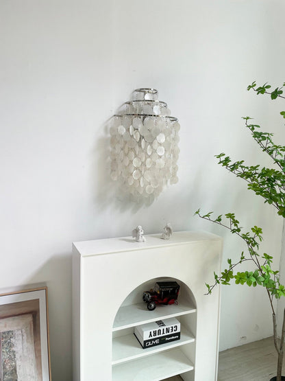 Shell Cascading Wall Light | Chrome-Plated Metal & White Shell | 40cm Diameter