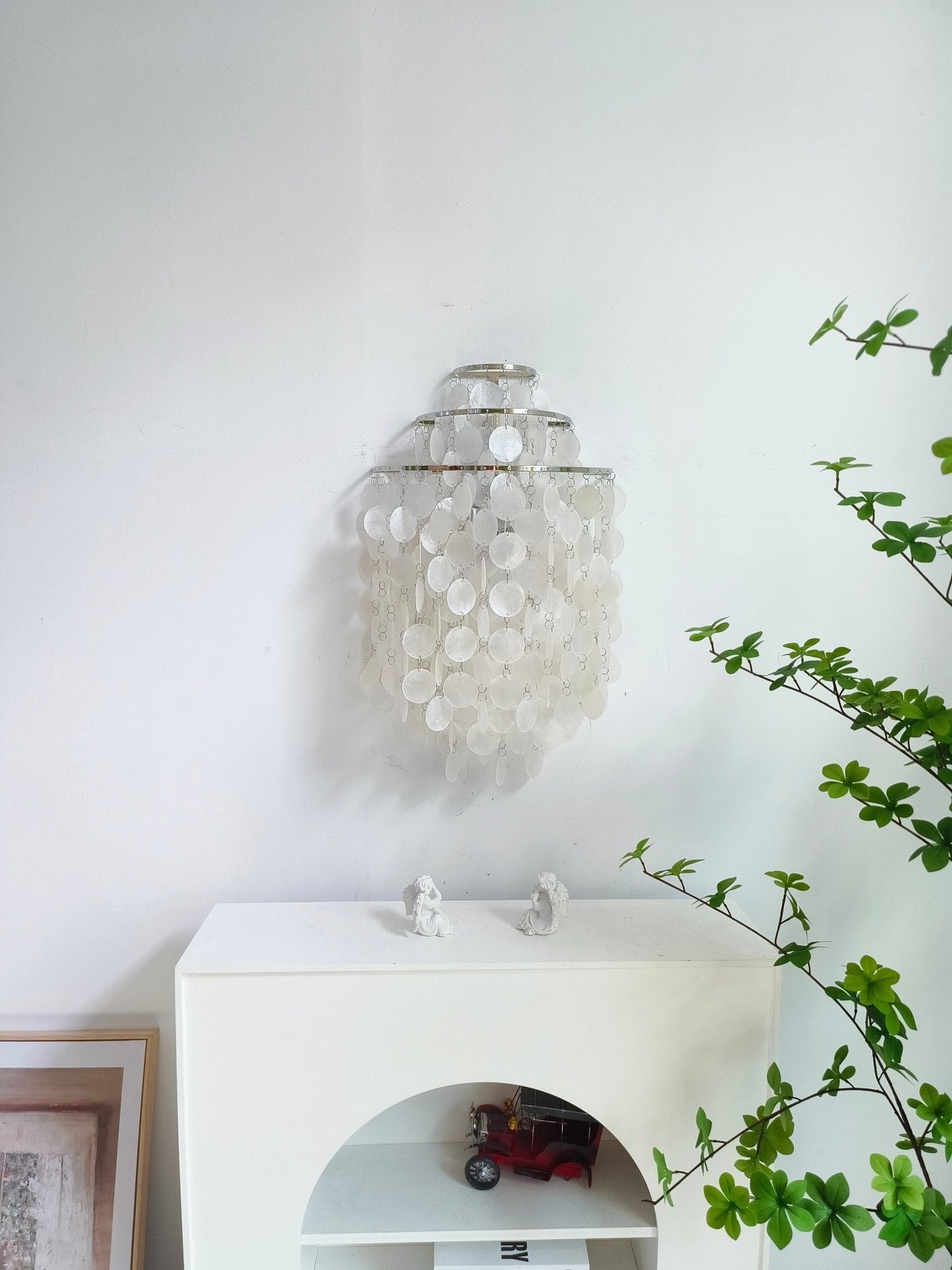 Shell Cascading Wall Light | Chrome-Plated Metal & White Shell | 40cm Diameter