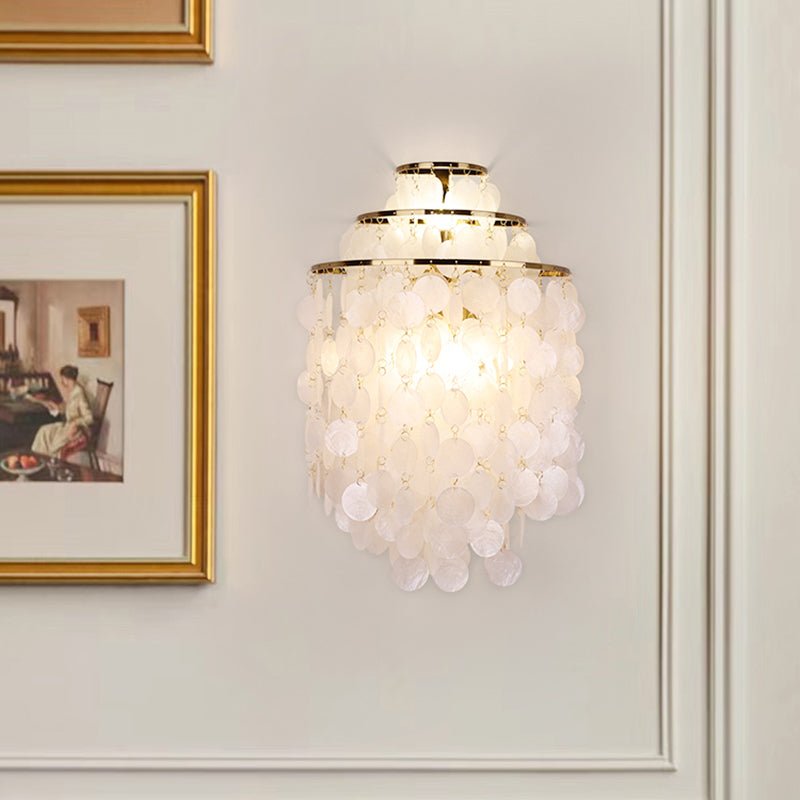 Shell Cascading Wall Light | Chrome-Plated Metal & White Shell | 40cm Diameter