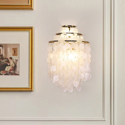 Shell Cascading Wall Light | Chrome-Plated Metal & White Shell | 40cm Diameter