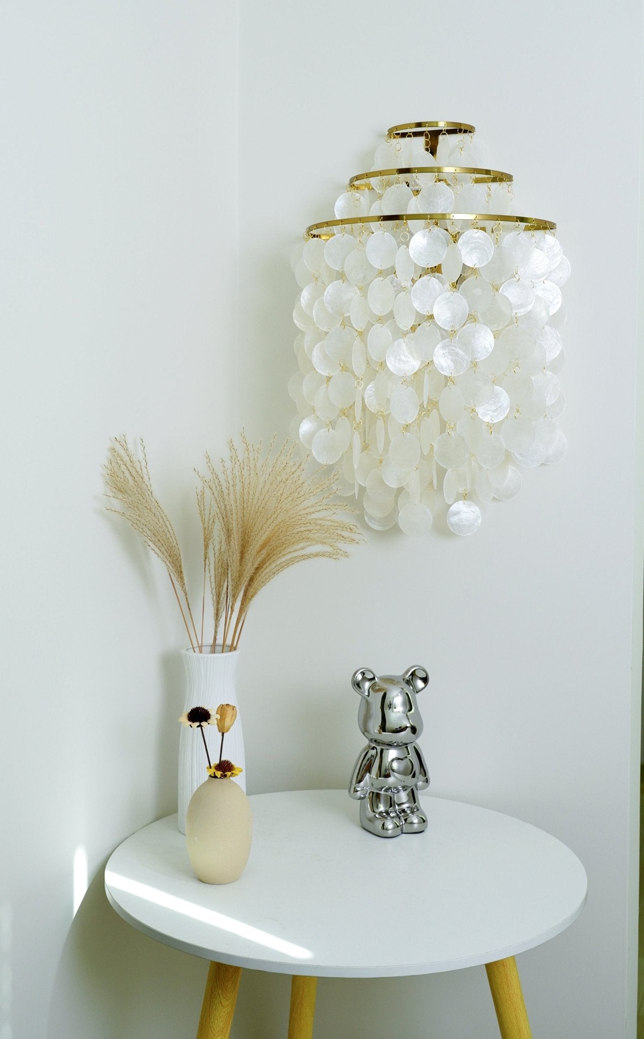 Shell Cascading Wall Light | Chrome-Plated Metal & White Shell | 40cm Diameter