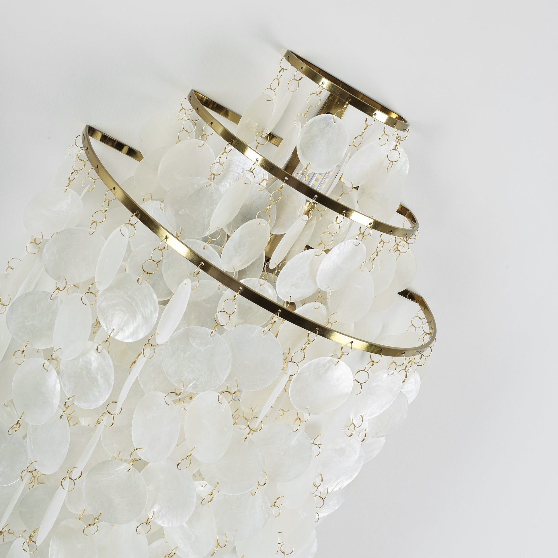Shell Cascading Wall Light | Chrome-Plated Metal & White Shell | 40cm Diameter
