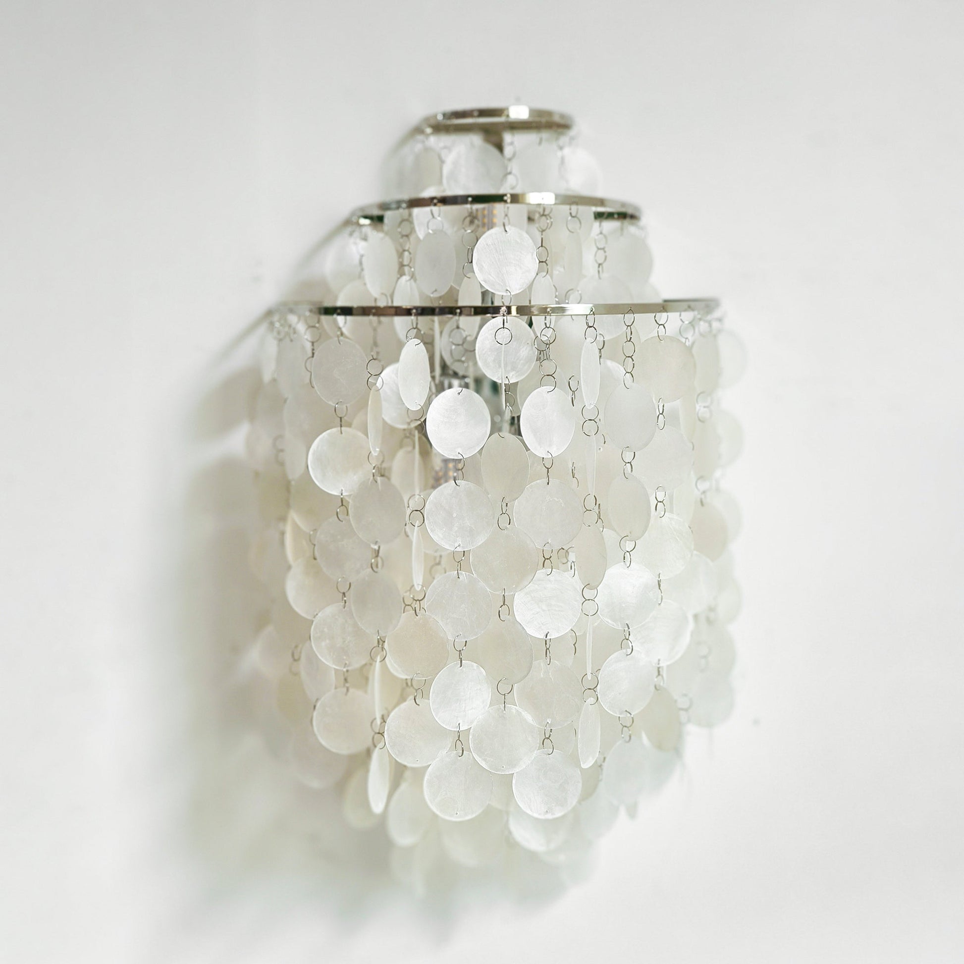 Shell Cascading Wall Light | Chrome-Plated Metal & White Shell | 40cm Diameter