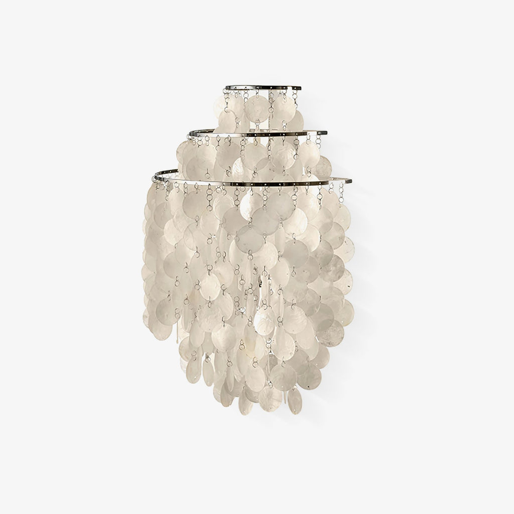 Shell Cascading Wall Light | Chrome-Plated Metal & White Shell | 40cm Diameter