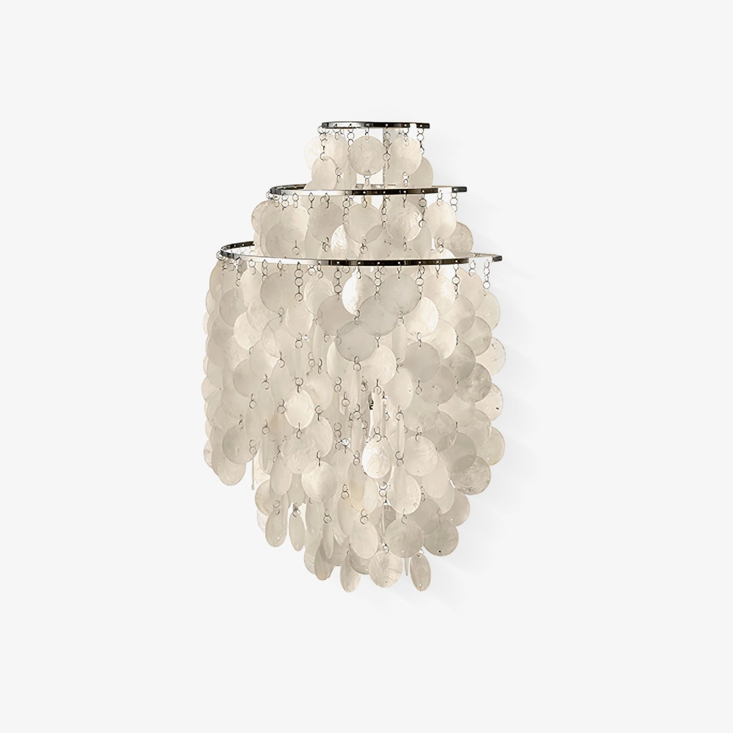 Shell Cascading Wall Light | Chrome-Plated Metal & White Shell | 40cm Diameter
