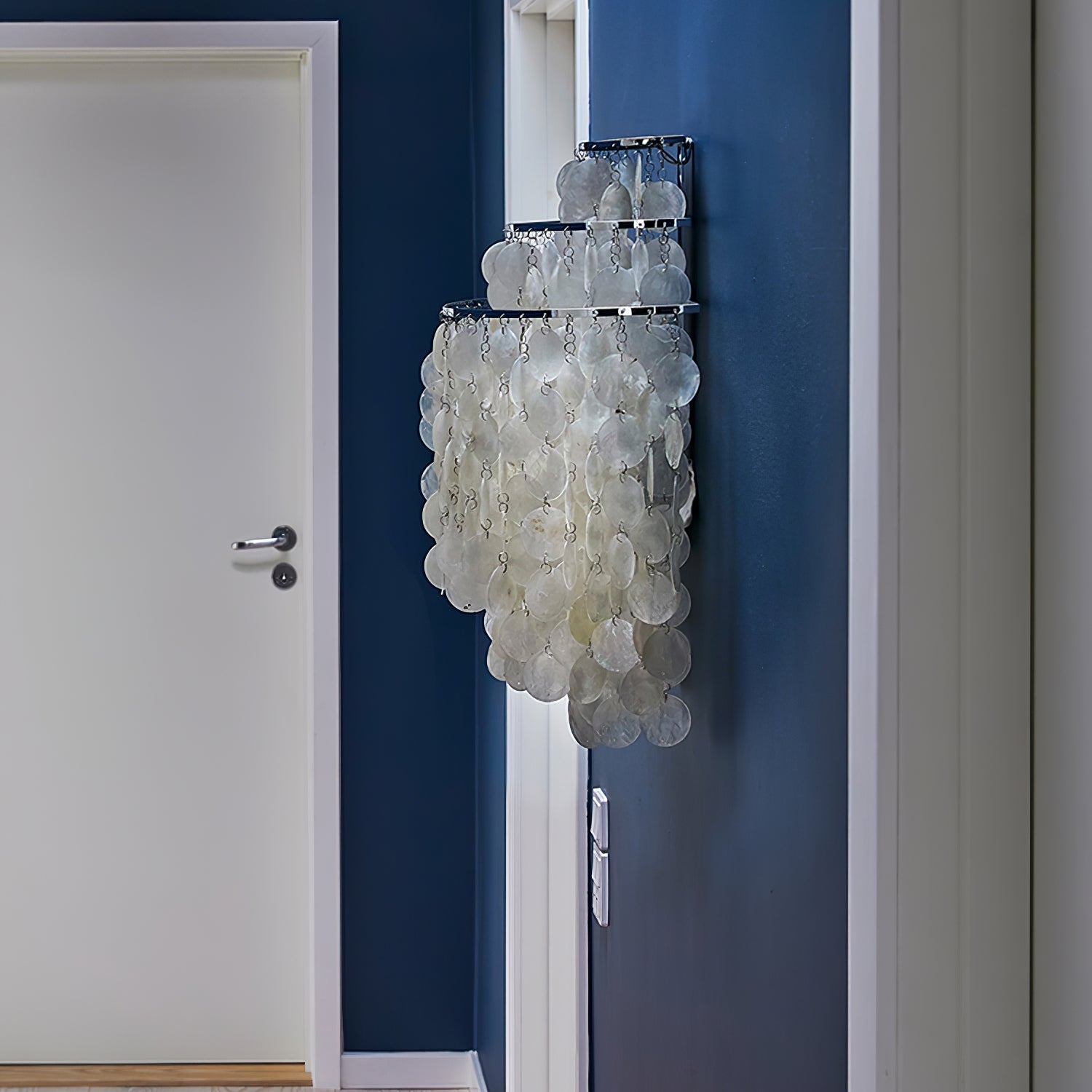 Shell Cascading Wall Light | Chrome-Plated Metal & White Shell | 40cm Diameter