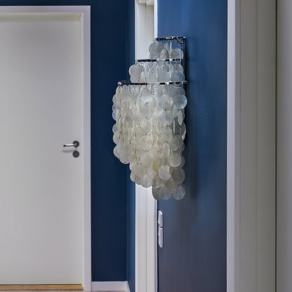 Shell Cascading Wall Light | Chrome-Plated Metal & White Shell | 40cm Diameter