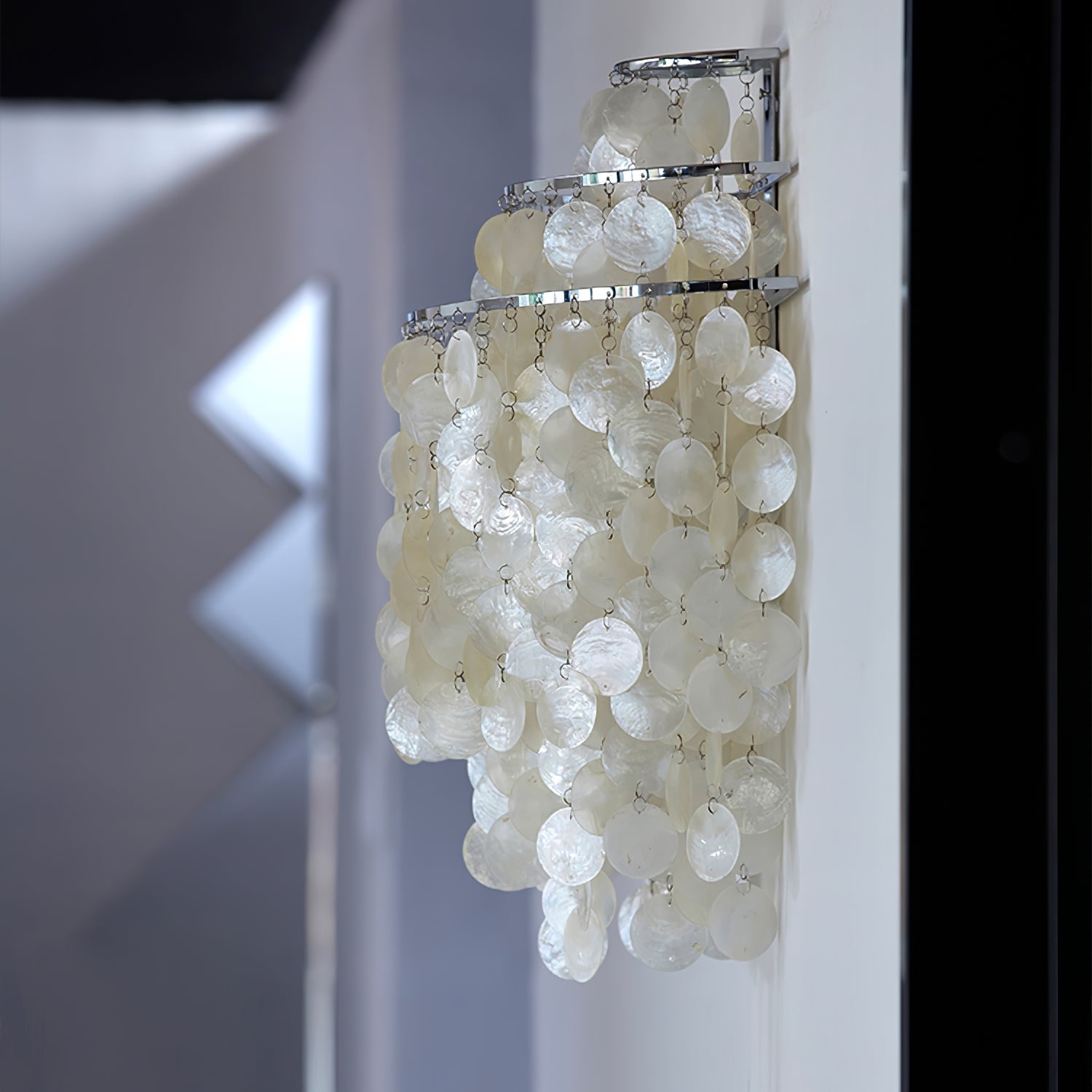 Shell Cascading Wall Light | Chrome-Plated Metal & White Shell | 40cm Diameter