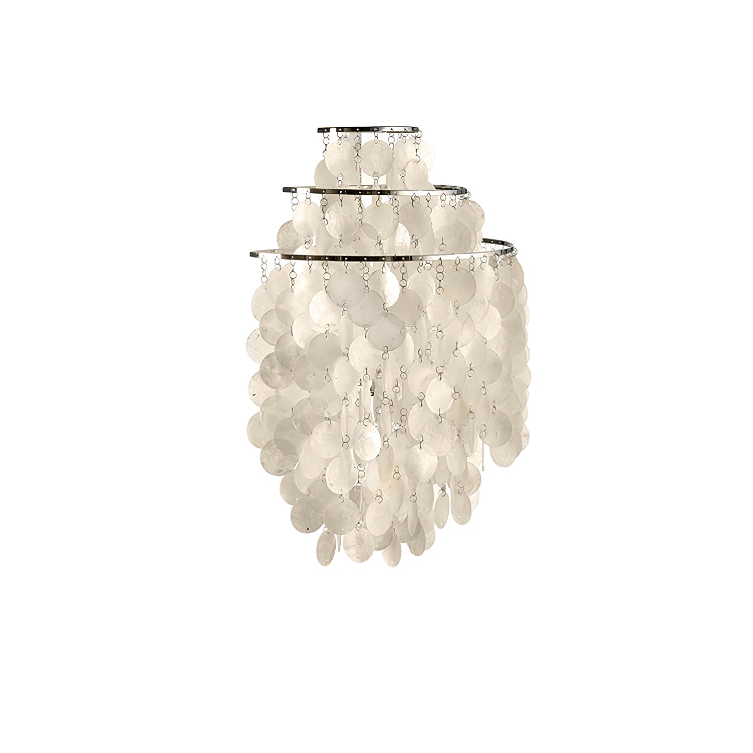 Shell Cascading Wall Light | Chrome-Plated Metal & White Shell | 40cm Diameter