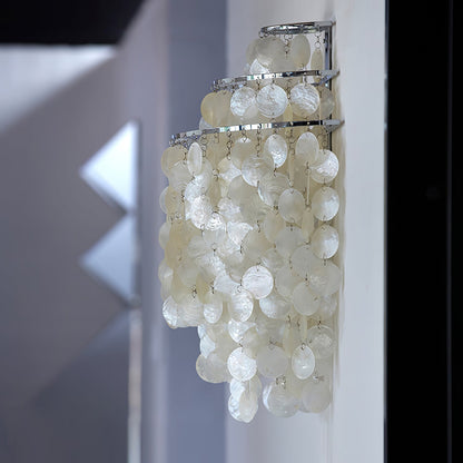 Shell Cascading Wall Light | Chrome-Plated Metal & White Shell | 40cm Diameter