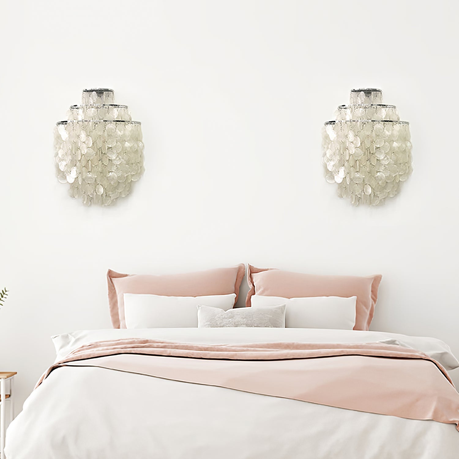 Shell Cascading Wall Light | Chrome-Plated Metal & White Shell | 40cm Diameter