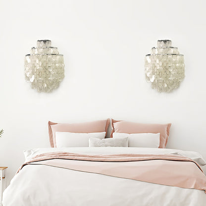 Shell Cascading Wall Light | Chrome-Plated Metal & White Shell | 40cm Diameter