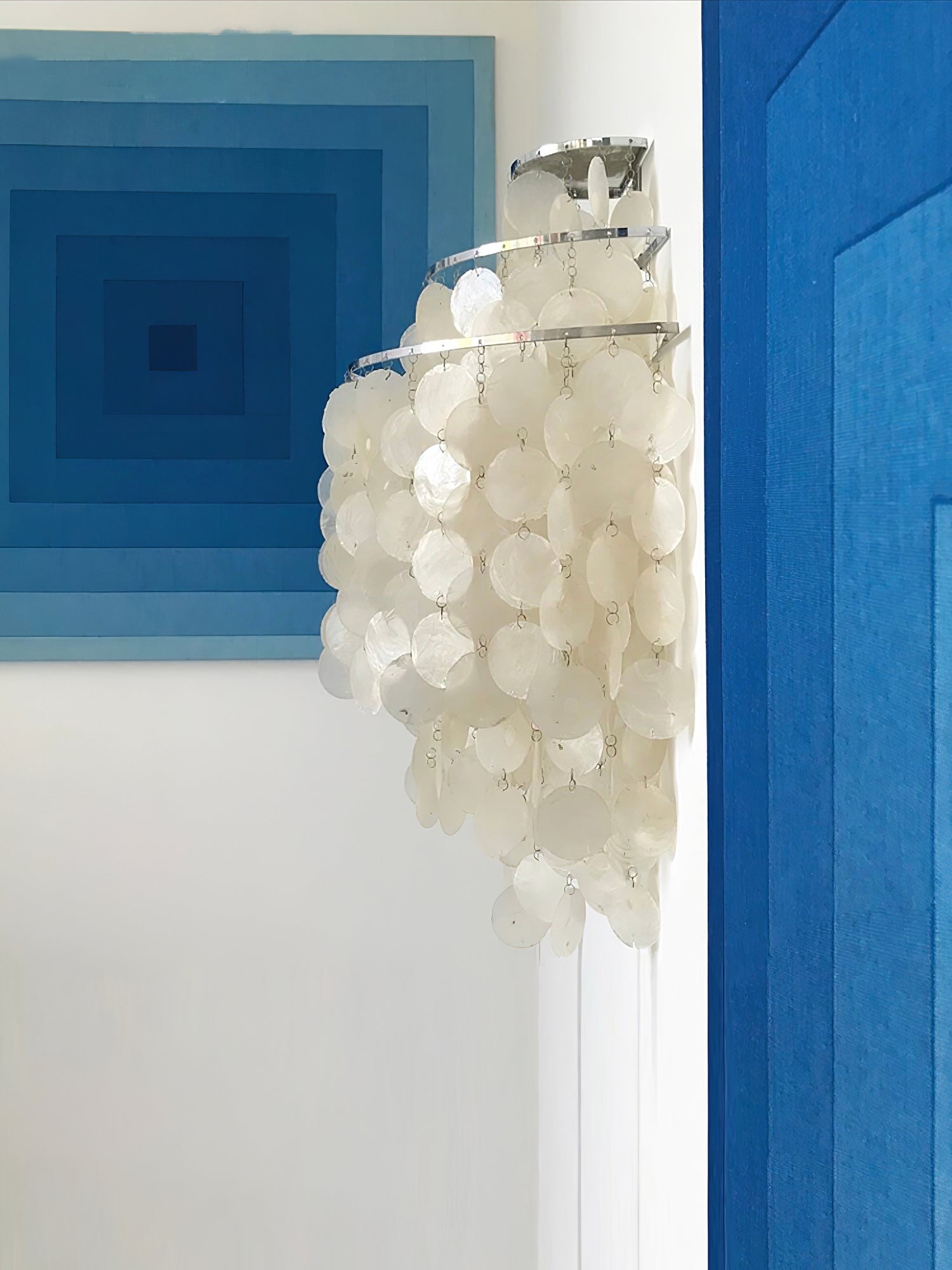 Shell Cascading Wall Light | Chrome-Plated Metal & White Shell | 40cm Diameter