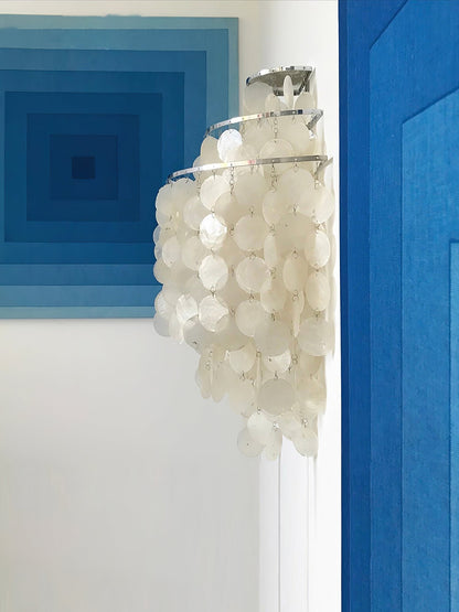 Shell Cascading Wall Light | Chrome-Plated Metal & White Shell | 40cm Diameter