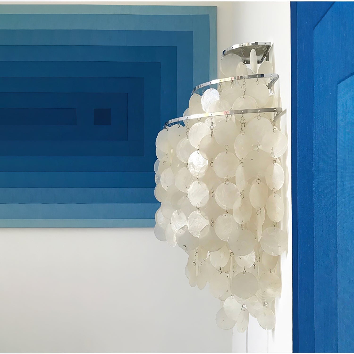 Shell Cascading Wall Light | Chrome-Plated Metal & White Shell | 40cm Diameter
