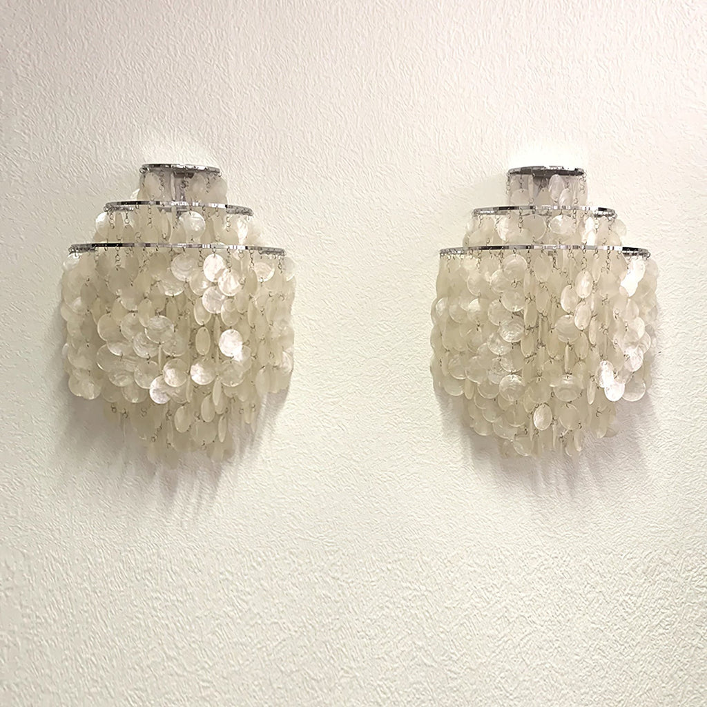 Shell Cascading Wall Light | Chrome-Plated Metal & White Shell | 40cm Diameter