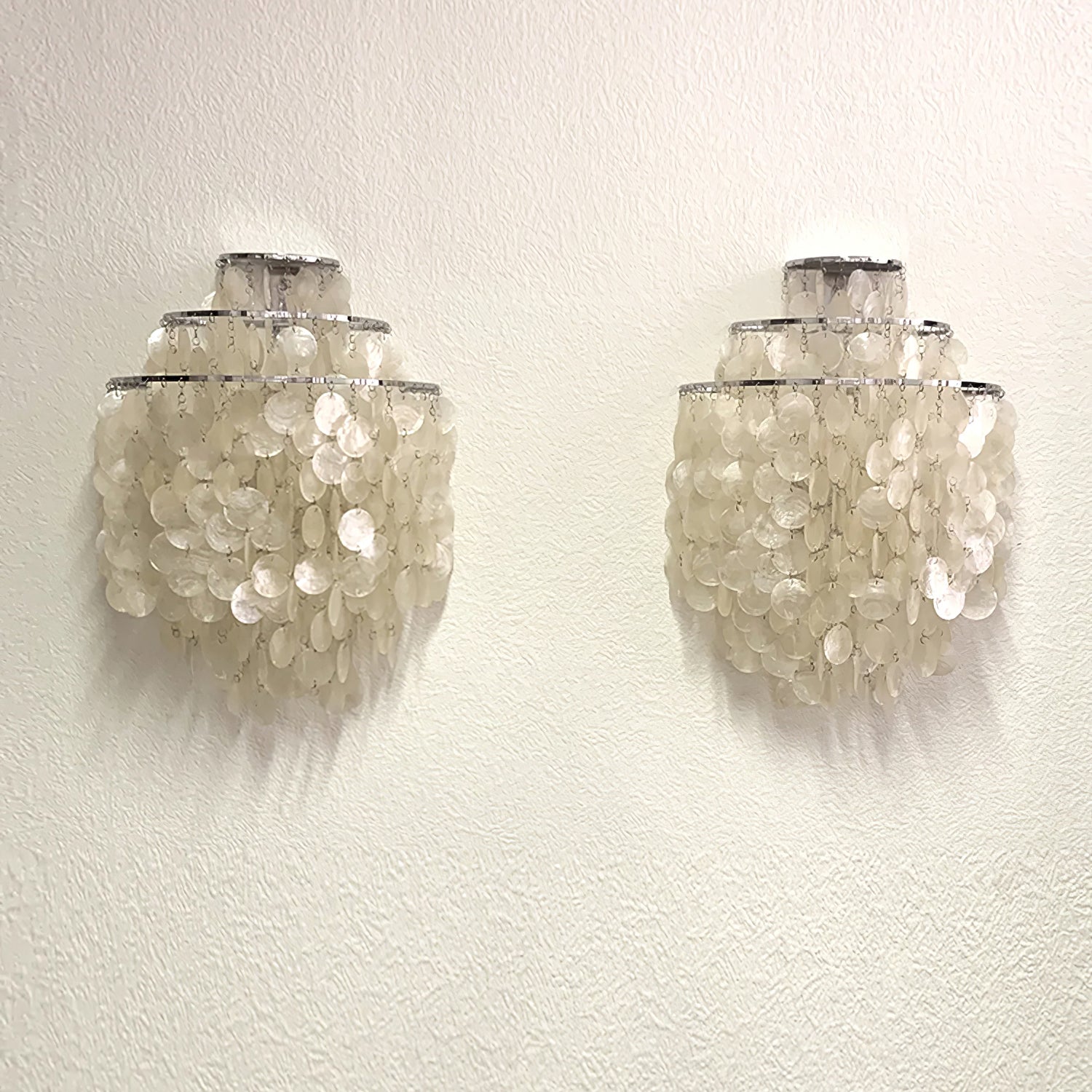Shell Cascading Wall Light | Chrome-Plated Metal & White Shell | 40cm Diameter