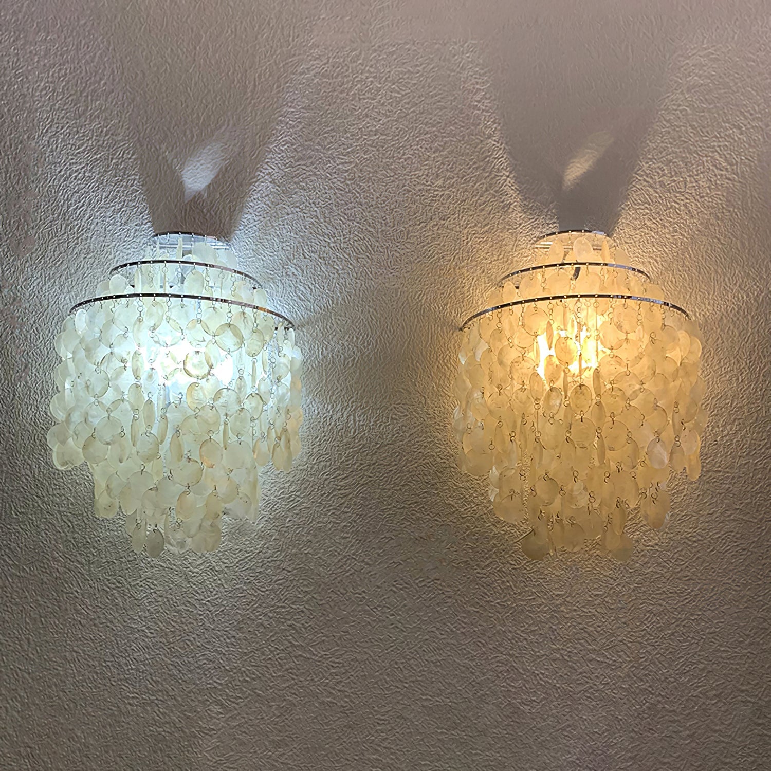 Shell Cascading Wall Light | Chrome-Plated Metal & White Shell | 40cm Diameter