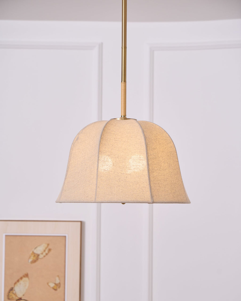Sienna Pendant Lamp | Handcrafted Iron & Linen | Gold Finish
