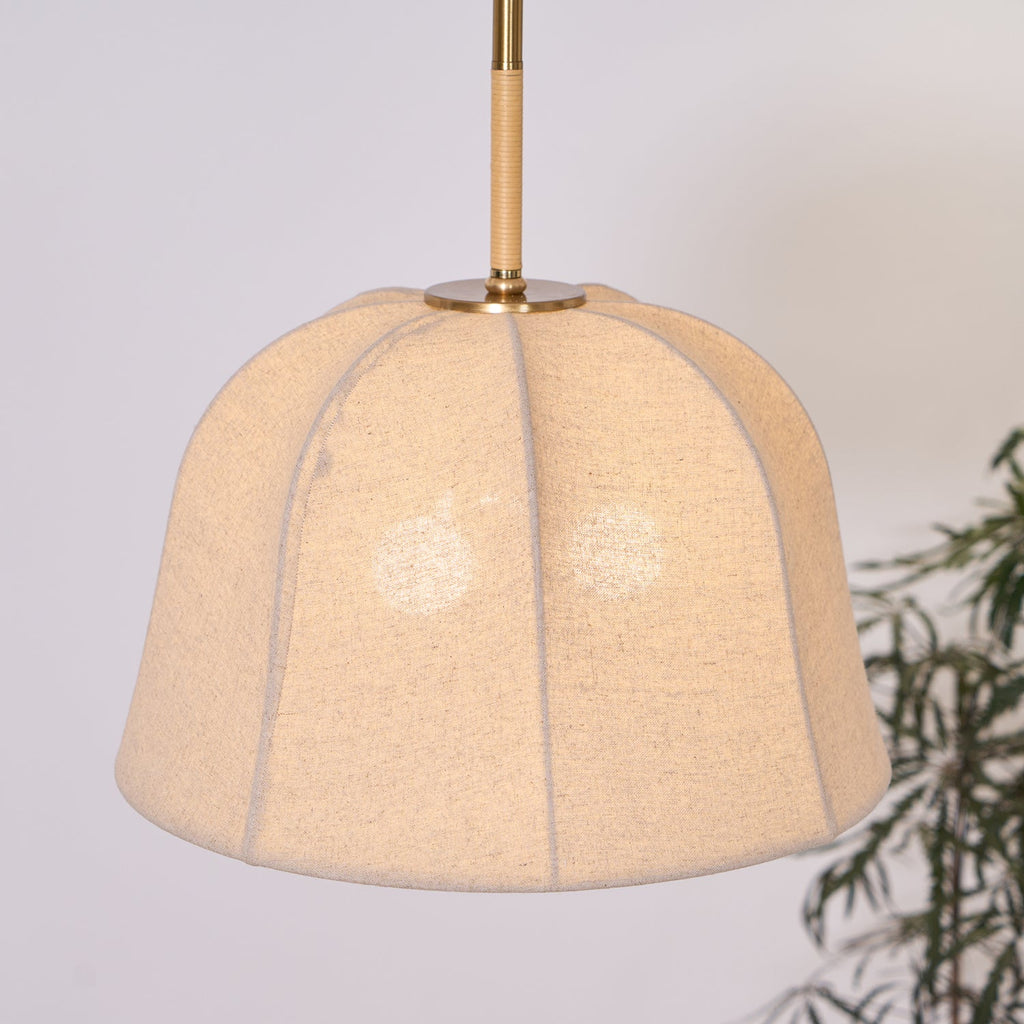 Sienna Pendant Lamp | Handcrafted Iron & Linen | Gold Finish