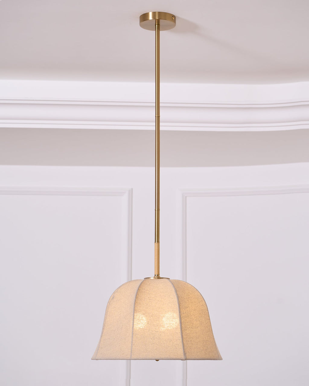 Sienna Pendant Lamp | Handcrafted Iron & Linen | Gold Finish