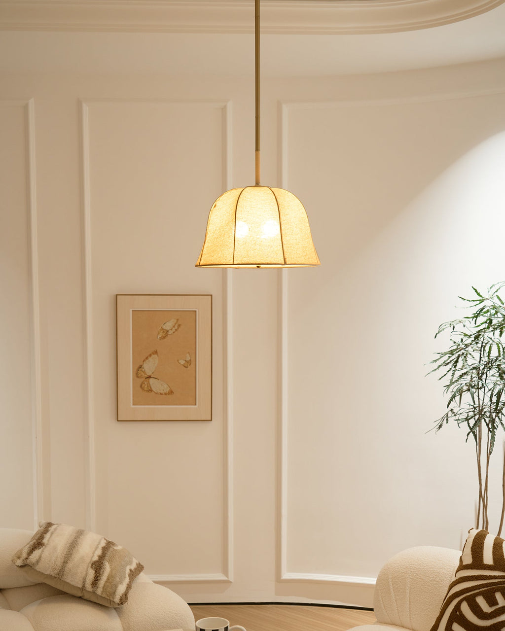 Sienna Pendant Lamp | Handcrafted Iron & Linen | Gold Finish