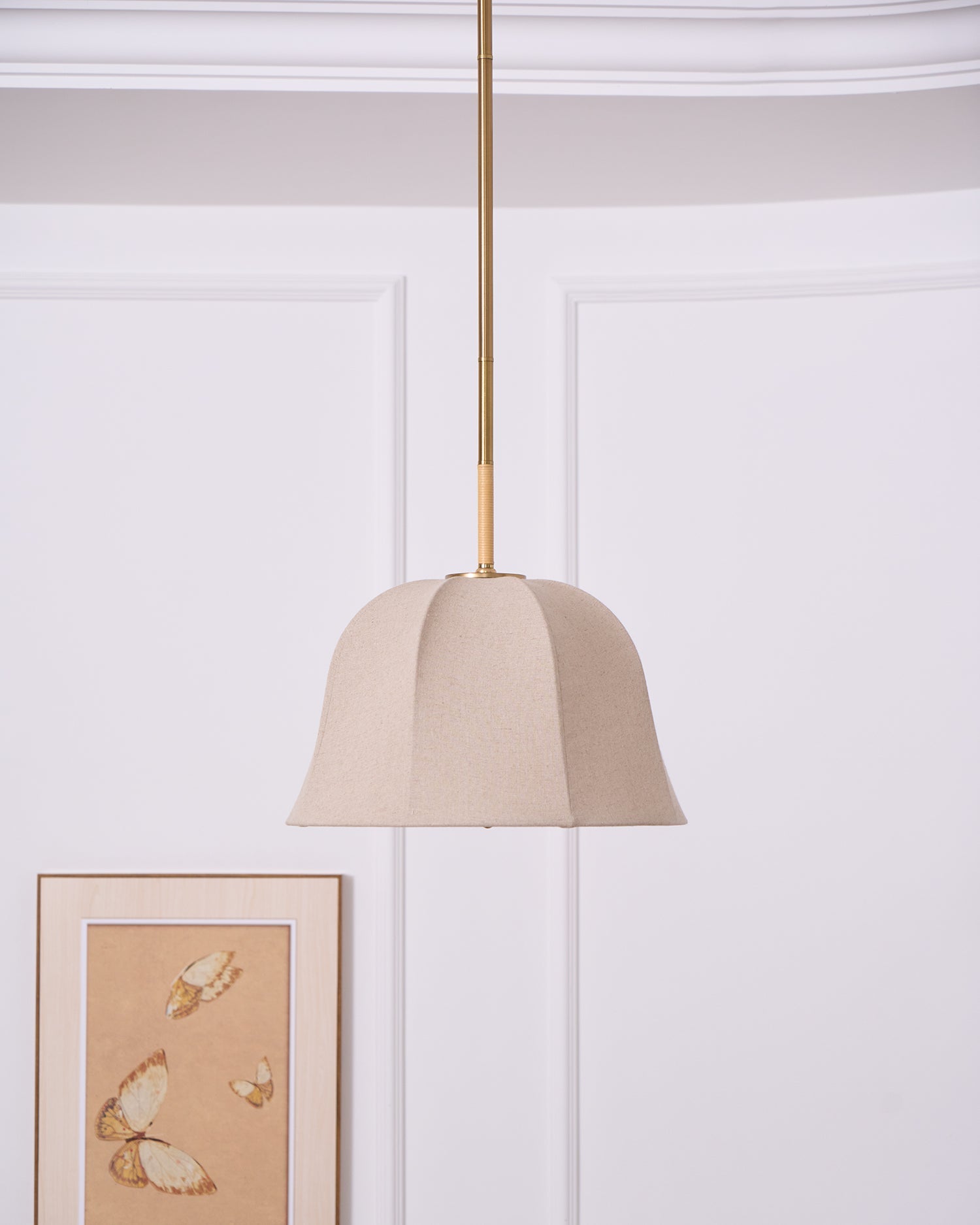 Sienna Pendant Lamp | Handcrafted Iron & Linen | Gold Finish
