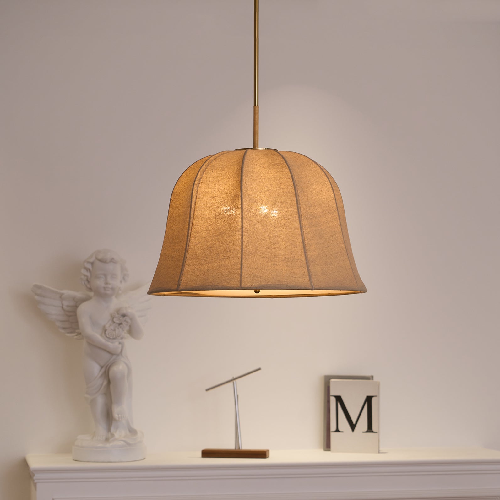 Sienna Pendant Lamp | Handcrafted Iron & Linen | Gold Finish