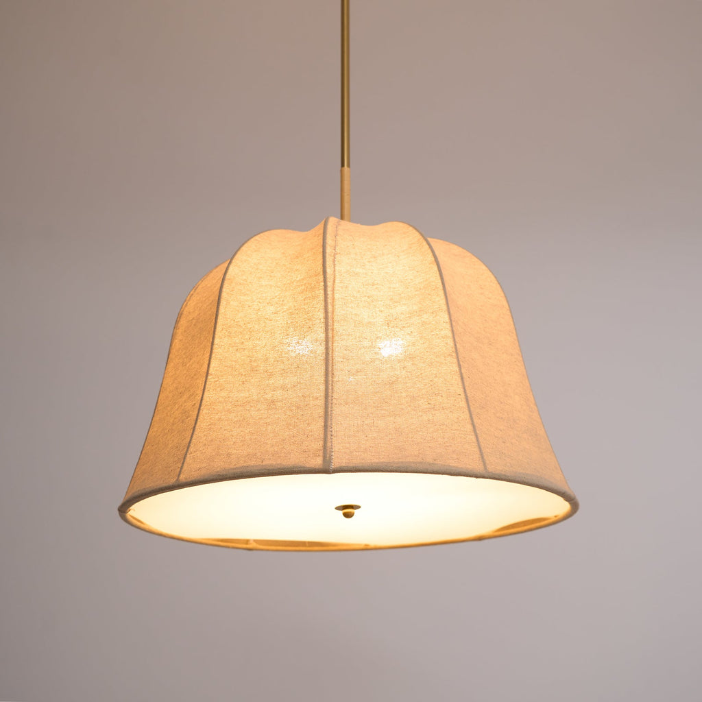Sienna Pendant Lamp | Handcrafted Iron & Linen | Gold Finish