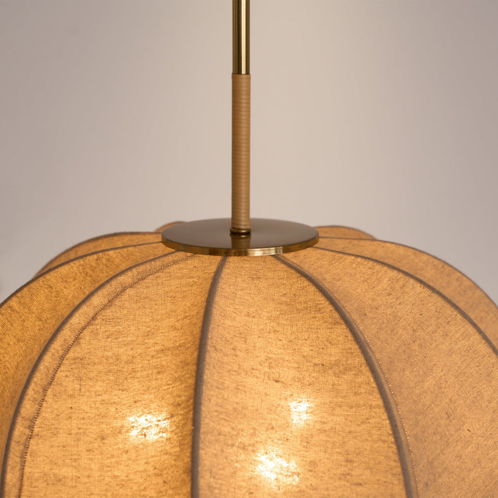 Sienna Pendant Lamp | Handcrafted Iron & Linen | Gold Finish