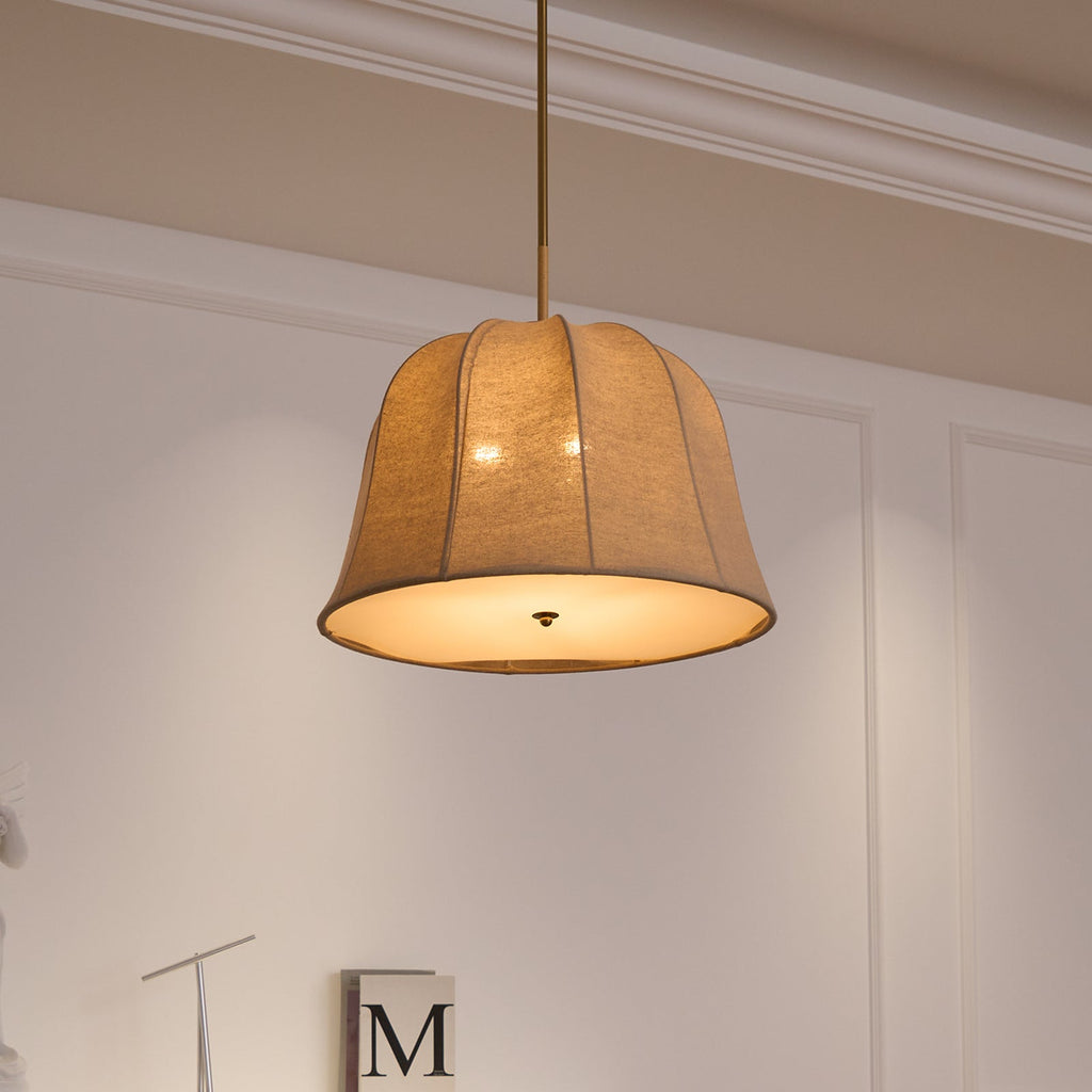 Sienna Pendant Lamp | Handcrafted Iron & Linen | Gold Finish