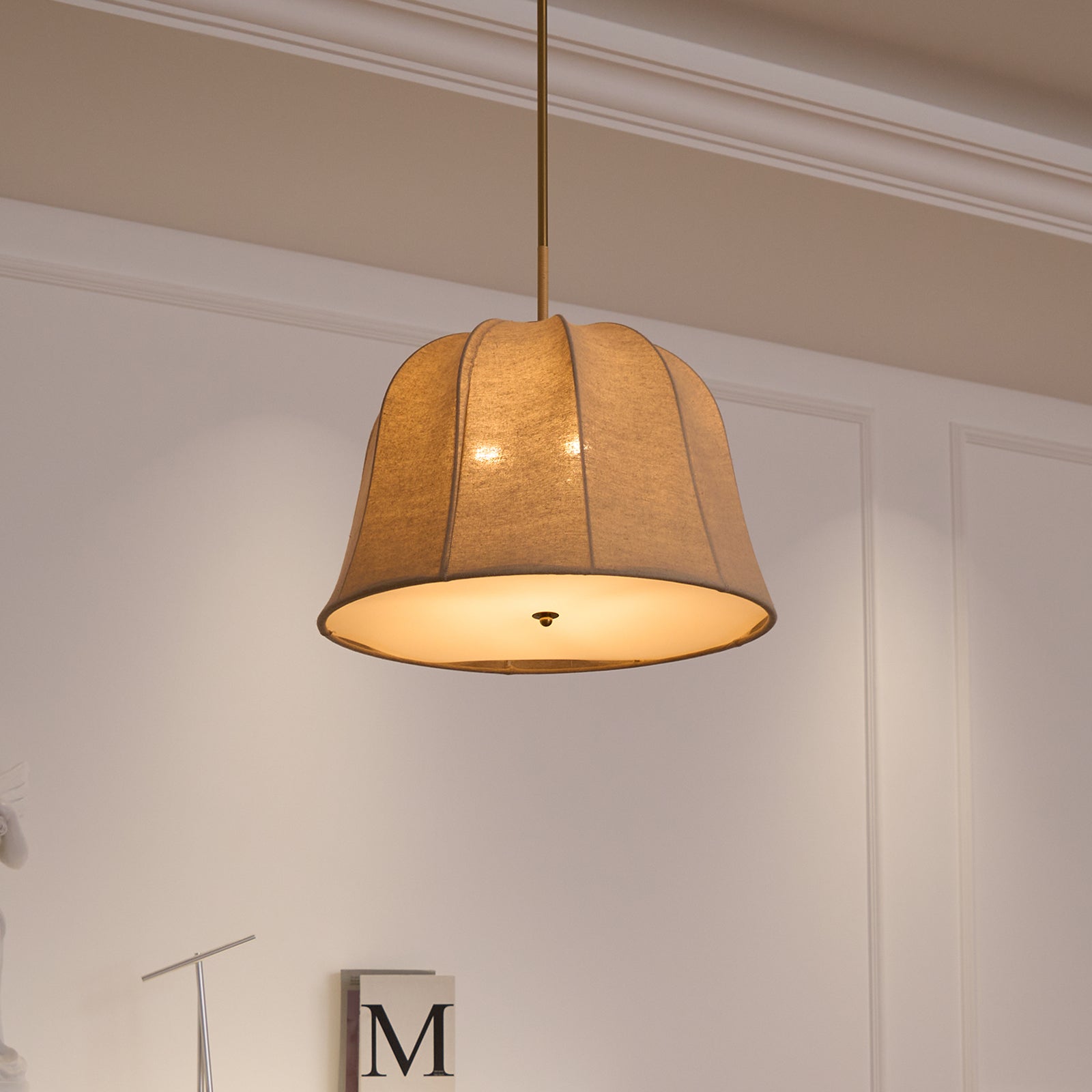 Sienna Pendant Lamp | Handcrafted Iron & Linen | Gold Finish