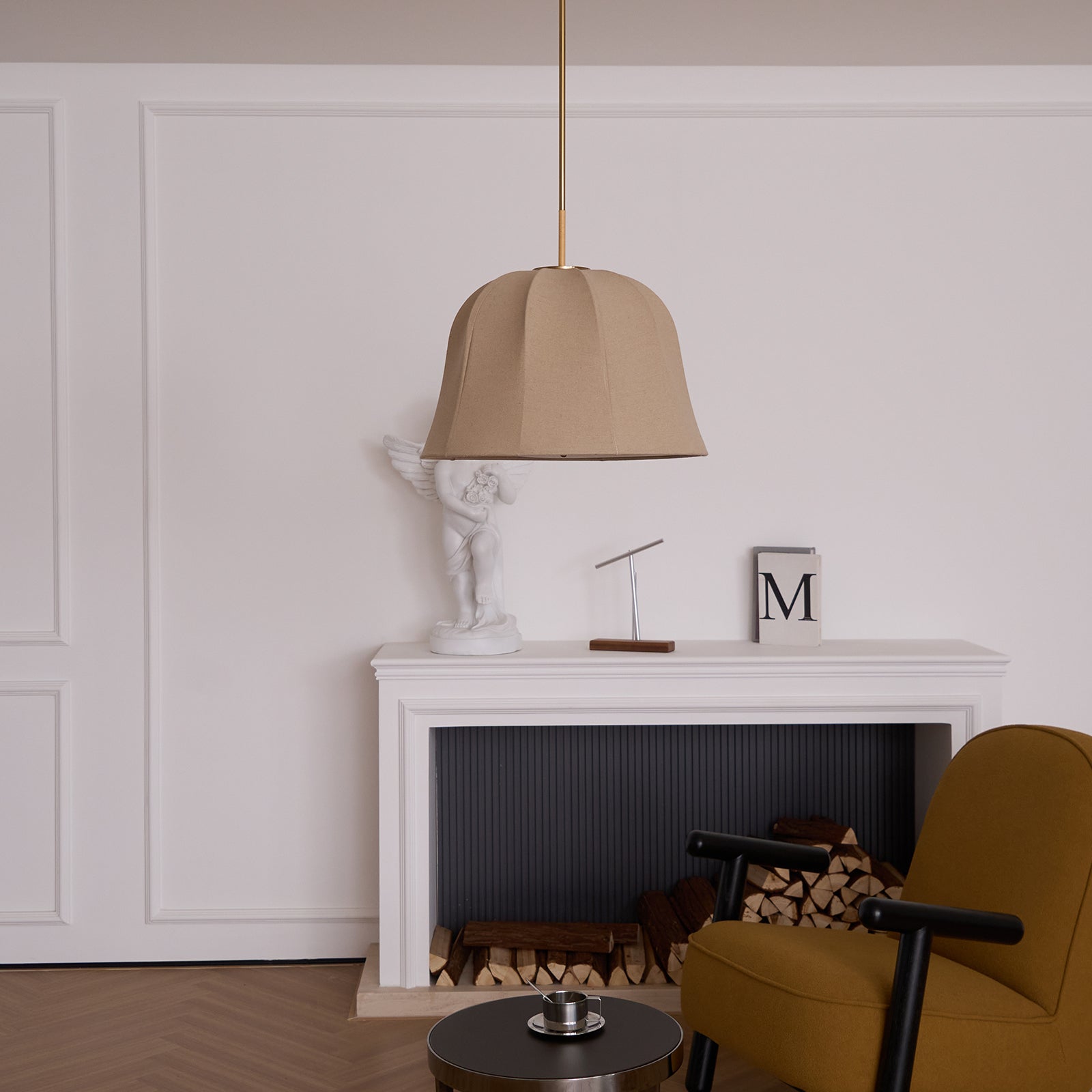 Sienna Pendant Lamp | Handcrafted Iron & Linen | Gold Finish