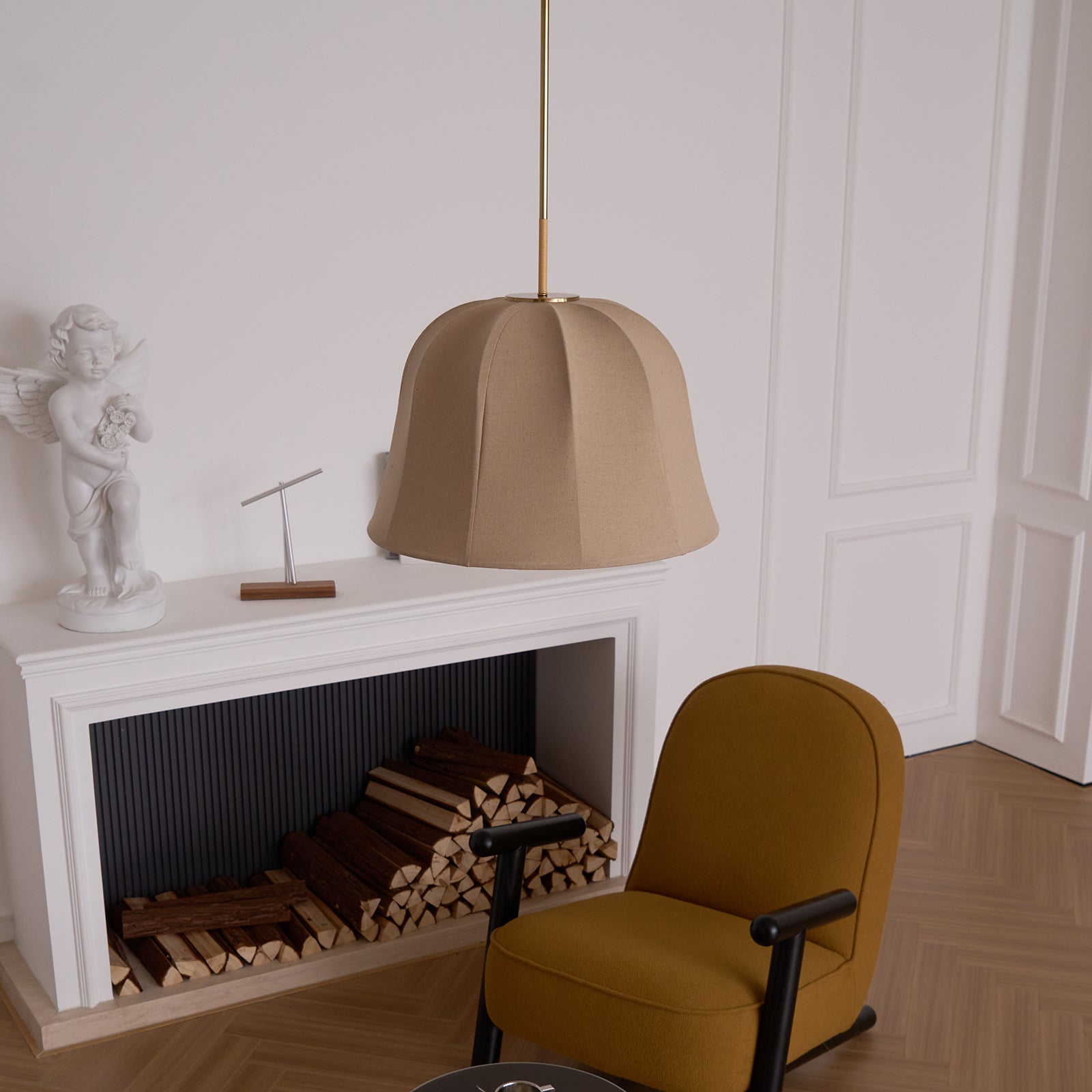 Sienna Pendant Lamp | Handcrafted Iron & Linen | Gold Finish