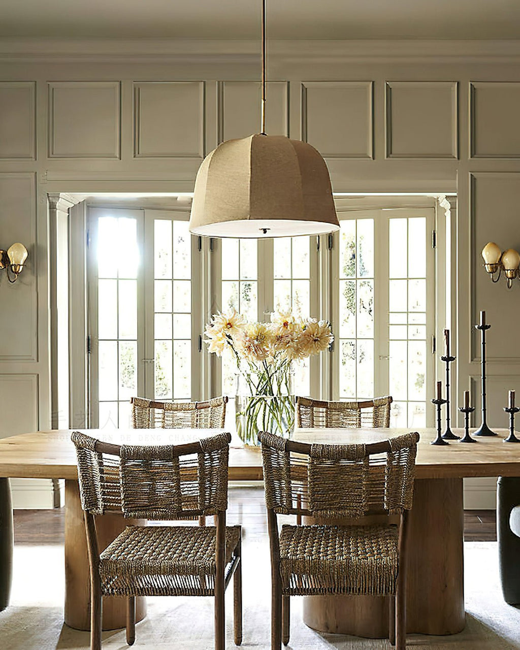 Sienna Pendant Lamp | Handcrafted Iron & Linen | Gold Finish