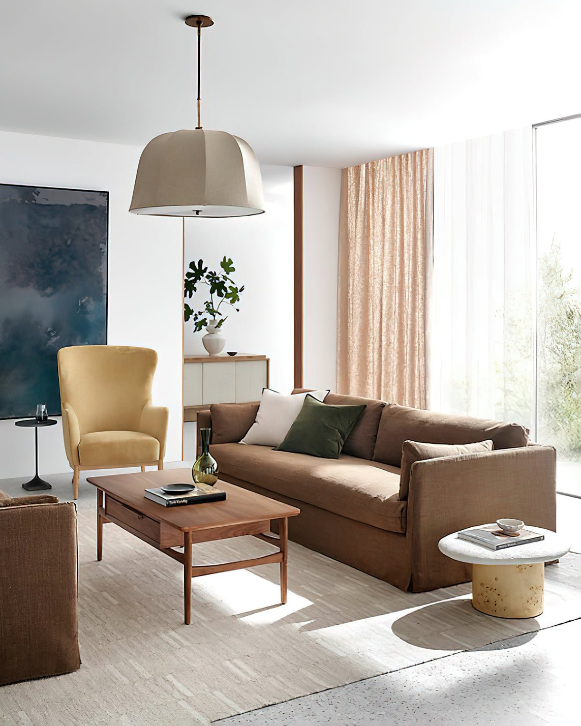 Sienna Pendant Lamp | Handcrafted Iron & Linen | Gold Finish