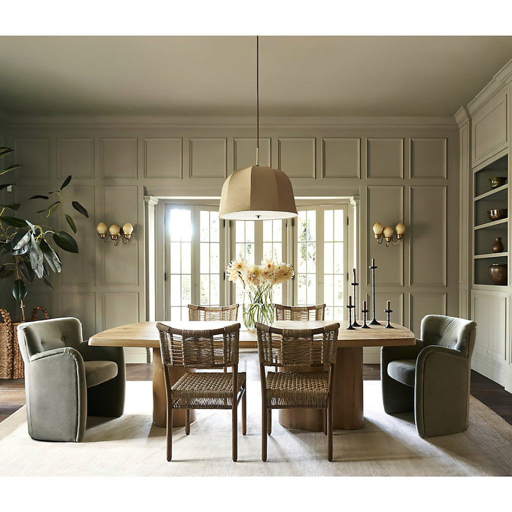 Sienna Pendant Lamp | Handcrafted Iron & Linen | Gold Finish