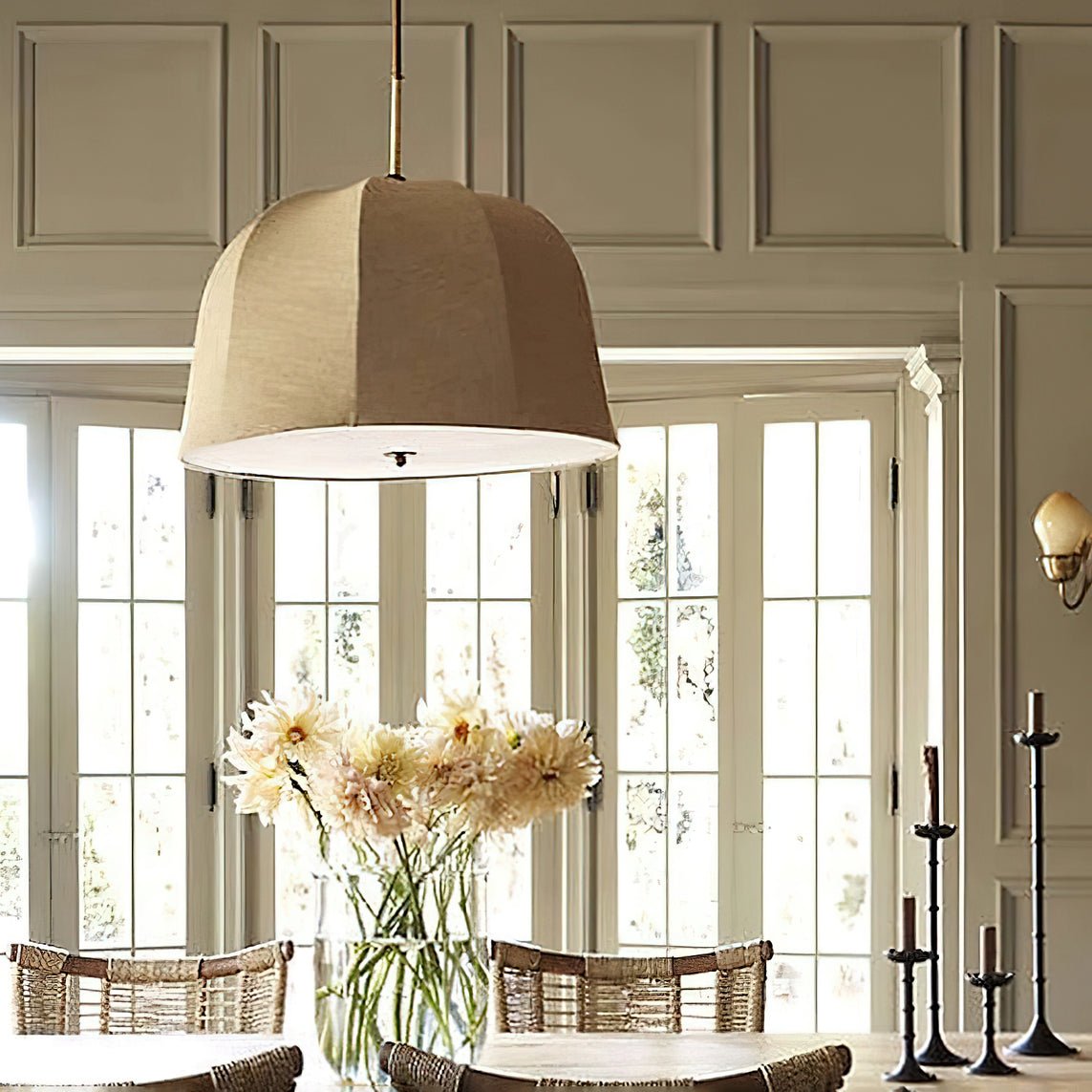 Sienna Pendant Lamp | Handcrafted Iron & Linen | Gold Finish