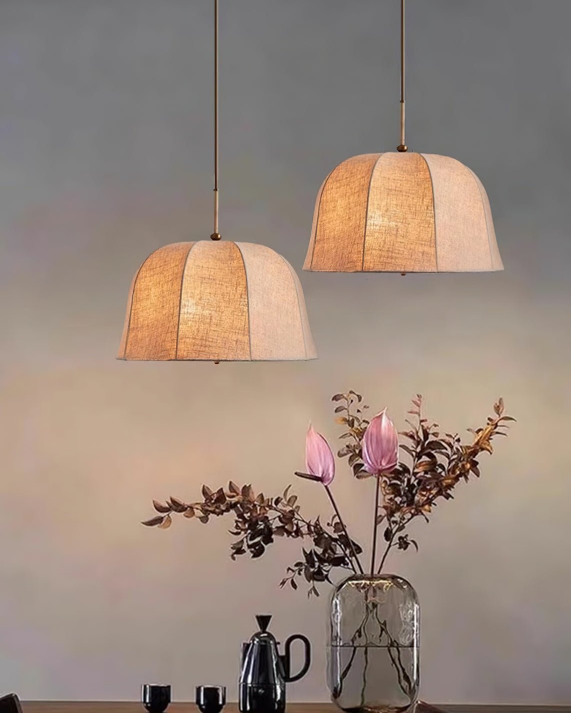 Sienna Pendant Lamp | Handcrafted Iron & Linen | Gold Finish