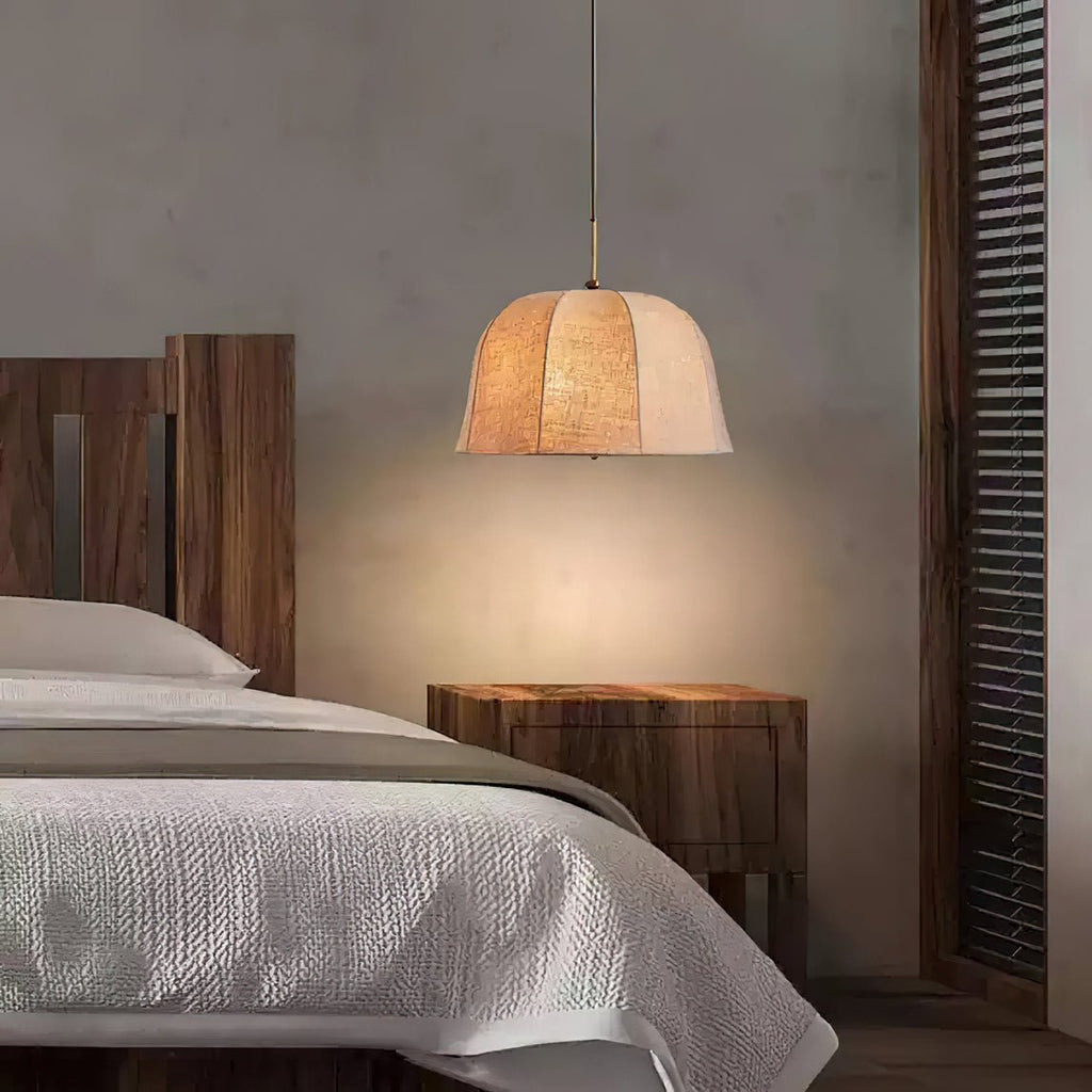 Sienna Pendant Lamp | Handcrafted Iron & Linen | Gold Finish