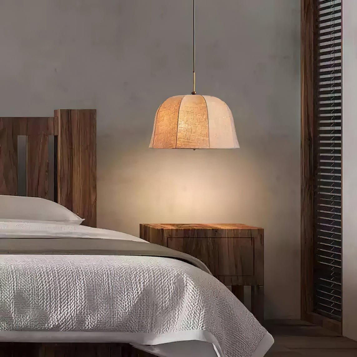 Sienna Pendant Lamp | Handcrafted Iron & Linen | Gold Finish