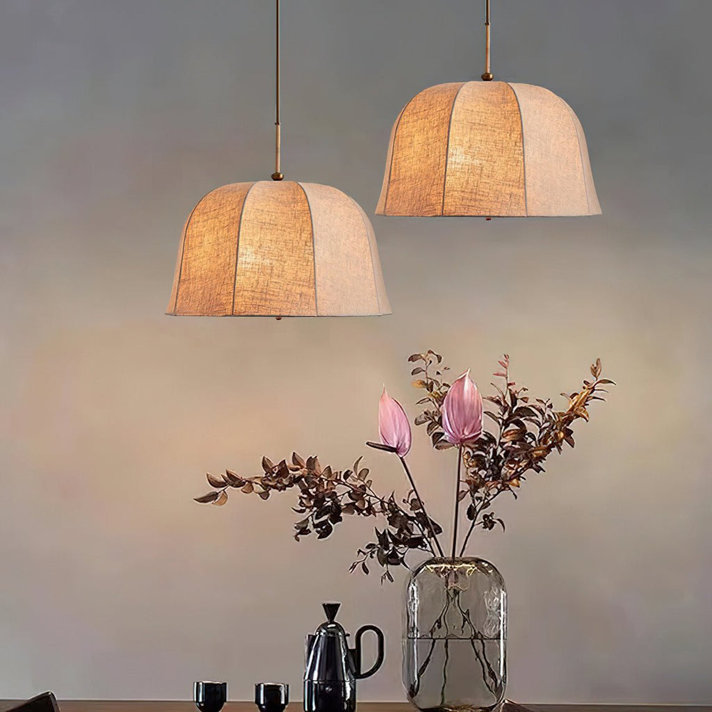 Sienna Pendant Lamp | Handcrafted Iron & Linen | Gold Finish