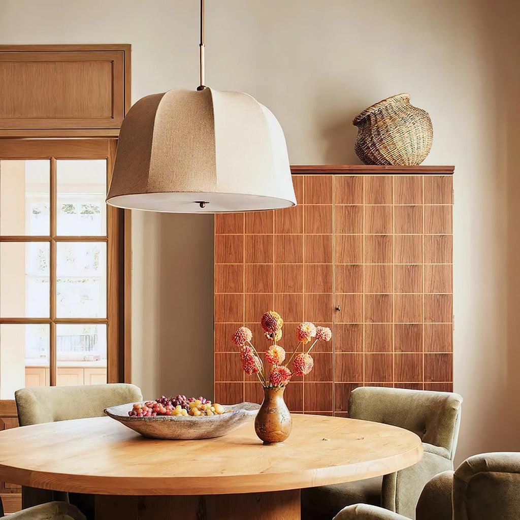 Sienna Pendant Lamp | Handcrafted Iron & Linen | Gold Finish
