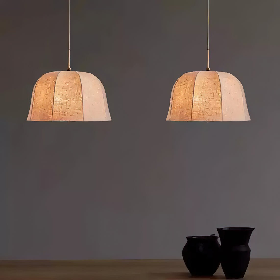 Sienna Pendant Lamp | Handcrafted Iron & Linen | Gold Finish
